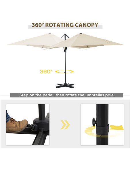 Outsunny 2.5 x 2.5m Patio Offset Parasol Umbrella Cantilever Hanging Aluminium Sun Shade Canopy Shelter 360° Rotation w/Crank Ha - pic 50743 | FastDaddyshop