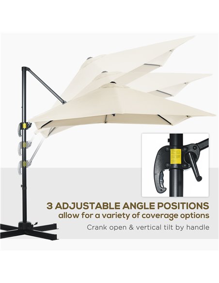 Outsunny 2.5 x 2.5m Patio Offset Parasol Umbrella Cantilever Hanging Aluminium Sun Shade Canopy Shelter 360° Rotation w/Crank Ha - pic 50744 | FastDaddyshop