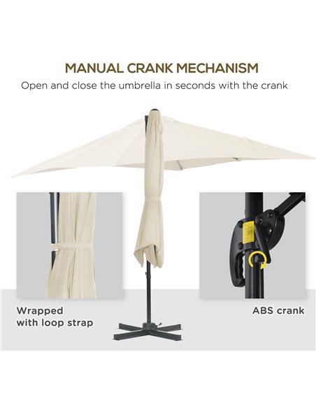 Outsunny 2.5 x 2.5m Patio Offset Parasol Umbrella Cantilever Hanging Aluminium Sun Shade Canopy Shelter 360° Rotation w/Crank Ha - pic 50745 | FastDaddyshop