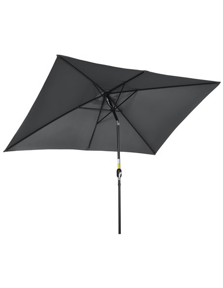 Outsunny 3x2m Patio Parasol Garden Umbrellas Canopy, Black 84D-013V00BK - pic 50758 | FastDaddyshop