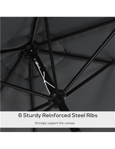 Outsunny 3x2m Patio Parasol Garden Umbrellas Canopy with Aluminum Tilt Crank Rectangular Sun Shade Steel, Black 84D-013V00BK