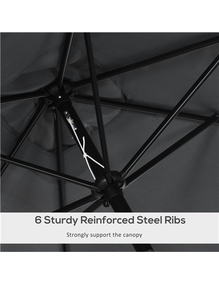Outsunny 3x2m Patio Parasol Garden Umbrellas Canopy with Aluminum Tilt Crank Rectangular Sun Shade Steel, Black 84D-013V00BK - pic 50764 | FastDaddyshop