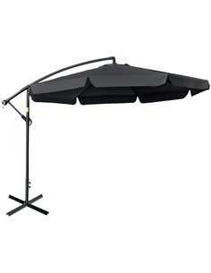 Outsunny 2.7m Banana Parasol Cantilever Umbrella, Black 84D-161V00BK