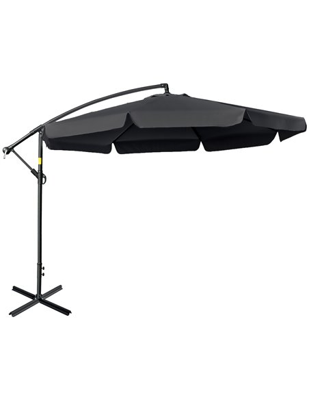 Outsunny 2.7m Banana Parasol Cantilever Umbrella, Black 84D-161V00BK - pic 50767 | FastDaddyshop