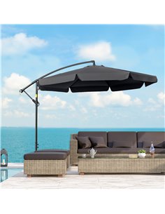 Outsunny 2.7m Banana Parasol Cantilever Umbrella, Black 84D-161V00BK 2