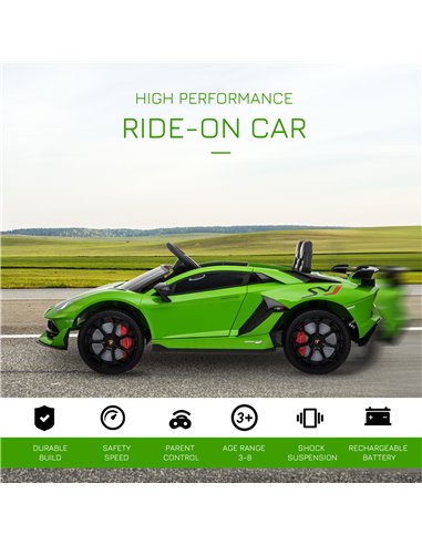 HOMCOM Compatible 12V Battery-powered Kids Electric Ride On Car Lamborghini Aventador Sports Racing Car Toy with Parental Remote
