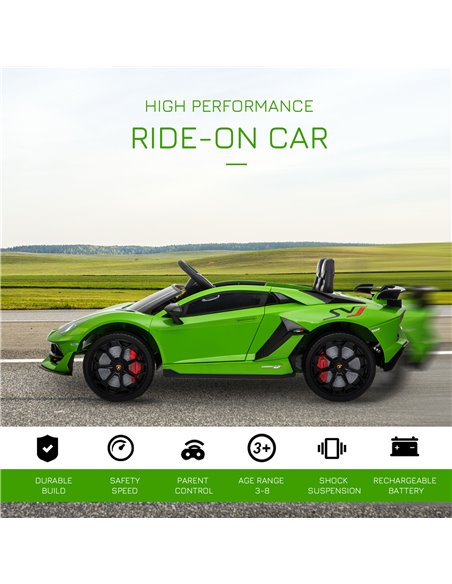 HOMCOM Compatible 12V Battery-powered Kids Electric Ride On Car Lamborghini Aventador Sports Racing Car Toy with Parental Remote - pic 5077 | FastDaddyshop