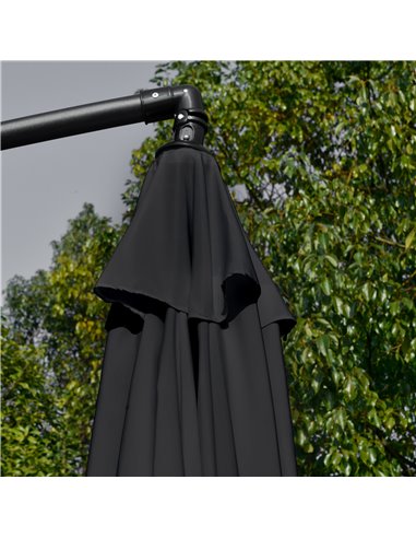 Outsunny 2.7m Banana Parasol Cantilever Umbrella with Crank Handle and Cross Base for Outdoor, Hanging Sun Shade, Black  84D-161