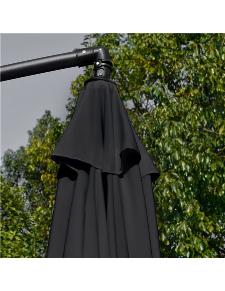 Outsunny 2.7m Banana Parasol Cantilever Umbrella with Crank Handle and Cross Base for Outdoor, Hanging Sun Shade, Black  84D-161 - pic 50775 | FastDaddyshop
