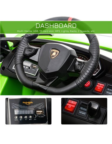 HOMCOM Compatible 12V Battery-powered Kids Electric Ride On Car Lamborghini Aventador Sports Racing Car Toy with Parental Remote