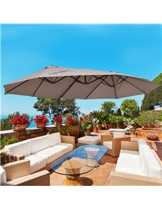 Outsunny Double Canopy Offset Parasol Umbrella, Brown 84D-085BN 2