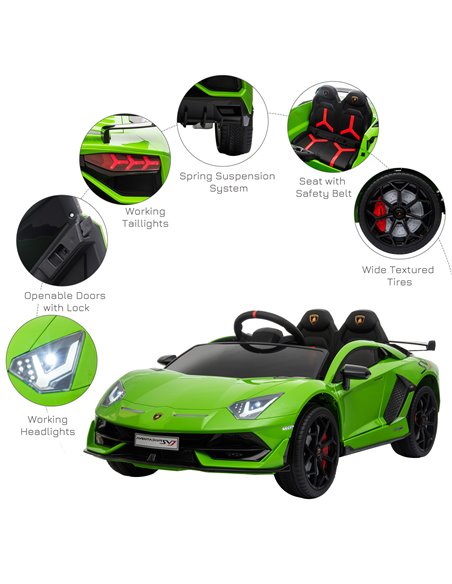 HOMCOM Compatible 12V Battery-powered Kids Electric Ride On Car Lamborghini Aventador Sports Racing Car Toy with Parental Remote - pic 5080 | FastDaddyshop