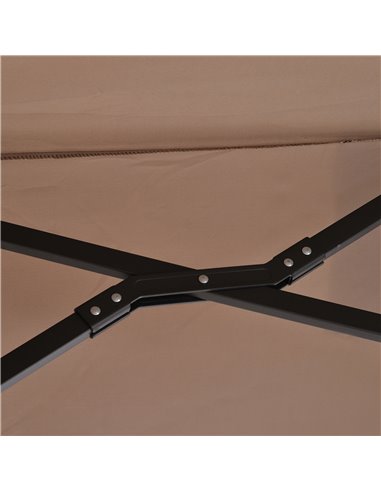 Outsunny Double Canopy Offset Parasol Umbrella Garden Shade with 12 Support Ribs Crank Handle Easy Lift Twin Canopy Brown 84D-08