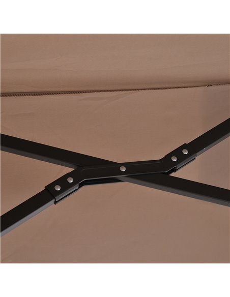 Outsunny Double Canopy Offset Parasol Umbrella Garden Shade with 12 Support Ribs Crank Handle Easy Lift Twin Canopy Brown 84D-08 - pic 50800 | FastDaddyshop