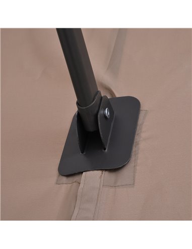 Outsunny Double Canopy Offset Parasol Umbrella Garden Shade with 12 Support Ribs Crank Handle Easy Lift Twin Canopy Brown 84D-08