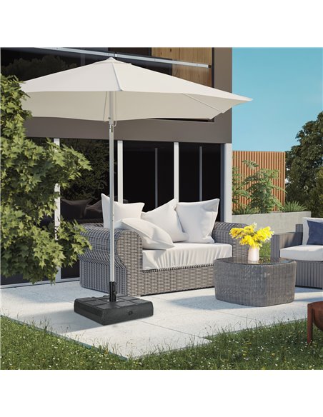 Outsunny 40kg Square Umbrella Parasol Base with Wood Effect, Plastic Umbrella Stand for Outdoor Patio Umbrella, Black 84D-273V00 - pic 50804 | FastDaddyshop
