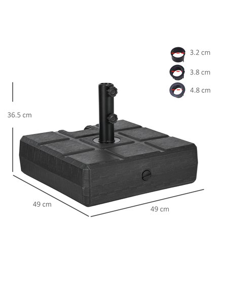 Outsunny 40kg Square Umbrella Parasol Base with Wood Effect, Plastic Umbrella Stand for Outdoor Patio Umbrella, Black 84D-273V00 - pic 50805 | FastDaddyshop