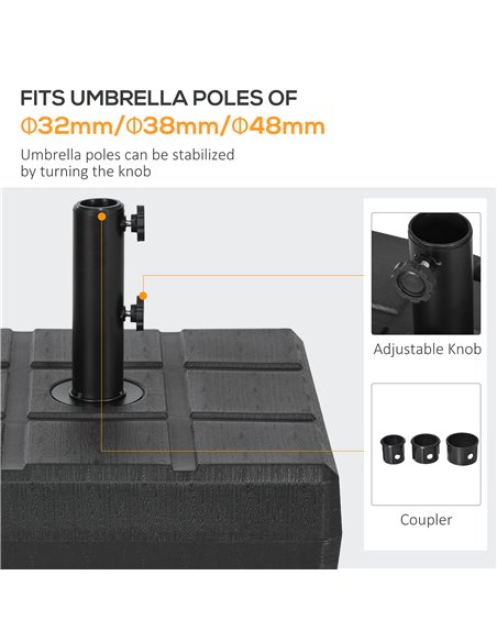 Outsunny 40kg Square Umbrella Parasol Base with Wood Effect, Plastic Umbrella Stand for Outdoor Patio Umbrella, Black 84D-273V00 - pic 50806 | FastDaddyshop