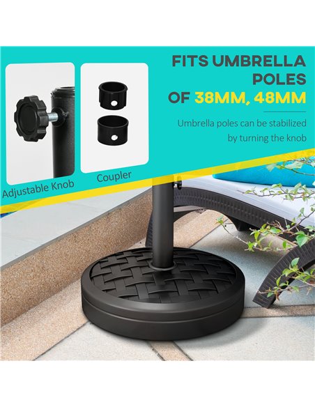 Outsunny 18kg Concrete Umbrella Parasol Base with Rattan Effect 45cm Dia Heavy Duty Parasol Stand for Outdoor Patio Umbrella 84D - pic 50815 | FastDaddyshop