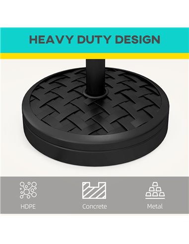 Outsunny 18kg Concrete Umbrella Parasol Base with Rattan Effect 45cm Dia Heavy Duty Parasol Stand for Outdoor Patio Umbrella 84D