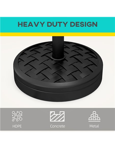 Outsunny 18kg Concrete Umbrella Parasol Base with Rattan Effect 45cm Dia Heavy Duty Parasol Stand for Outdoor Patio Umbrella 84D - pic 50816 | FastDaddyshop