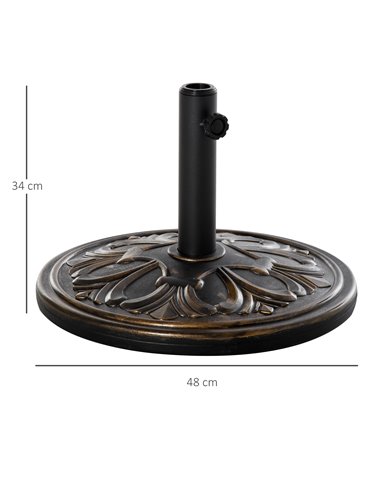 Outsunny 13kg Round Umbrella Base Outdoor Parasol Base Weight Stand Holder for Outdoor Garden Bronze Tone 84D-046