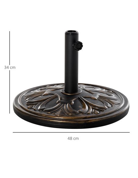 Outsunny 13kg Round Umbrella Base Outdoor Parasol Base Weight Stand Holder for Outdoor Garden Bronze Tone 84D-046 - pic 50823 | FastDaddyshop