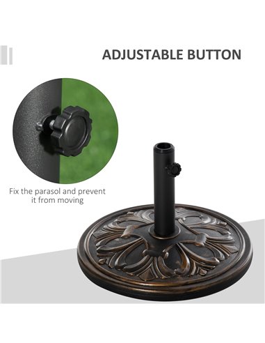 Outsunny 13kg Round Umbrella Base Outdoor Parasol Base Weight Stand Holder for Outdoor Garden Bronze Tone 84D-046