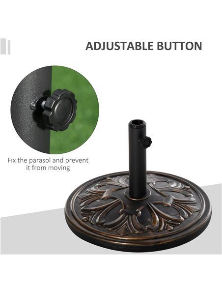 Outsunny 13kg Round Umbrella Base Outdoor Parasol Base Weight Stand Holder for Outdoor Garden Bronze Tone 84D-046 - pic 50824 | FastDaddyshop