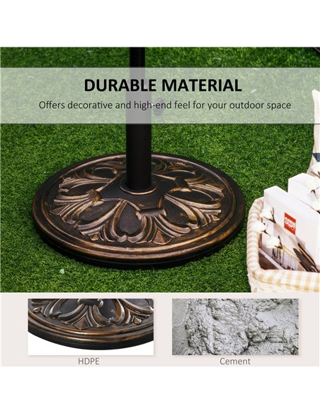 Outsunny 13kg Round Umbrella Base Outdoor Parasol Base Weight Stand Holder for Outdoor Garden Bronze Tone 84D-046 - pic 50825 | FastDaddyshop