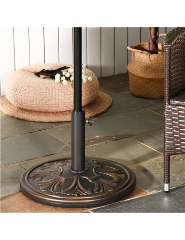 Outsunny 13kg Round Umbrella Base Outdoor Parasol Base Weight Stand Holder for Outdoor Garden Bronze Tone 84D-046