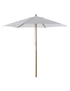 Outsunny 2.5m Patio Umbrella, Wood Garden Parasol, White 84D-056CW