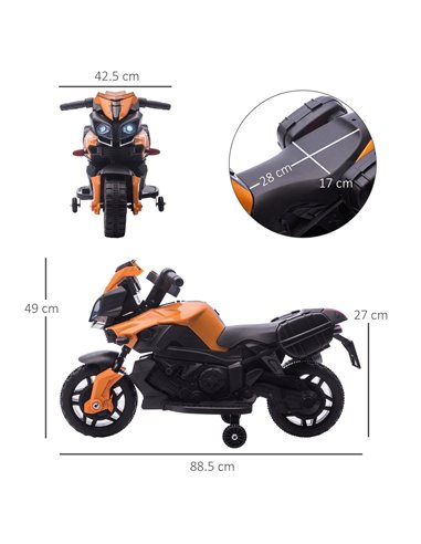 HOMCOM Kids Electric Pedal Motorcycle Ride-On Toy Battery Powered Rechargeable 6V Realistic Sounds 3 km/h Max Speed for Girls Bo