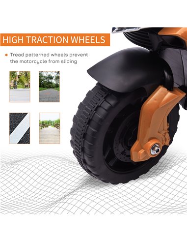 HOMCOM Kids Electric Pedal Motorcycle Ride-On Toy Battery Powered Rechargeable 6V Realistic Sounds 3 km/h Max Speed for Girls Bo