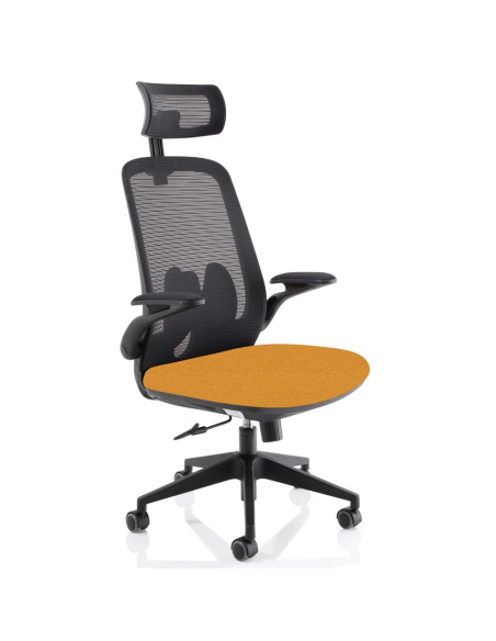 Sigma Executive Mesh Office Chair With Folding Arms Senna Yellow KCUP2028 - pic 50973 | FastDaddyshop