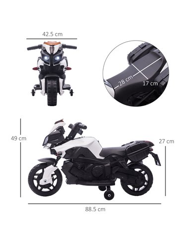 HOMCOM Kids Electric Pedal Motorcycle Ride-On Toy Battery Powered Rechargeable 6V Realistic Sounds 3 km/h Max Speed for Girls Bo
