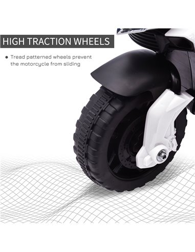 HOMCOM Kids Electric Pedal Motorcycle Ride-On Toy Battery Powered Rechargeable 6V Realistic Sounds 3 km/h Max Speed for Girls Bo