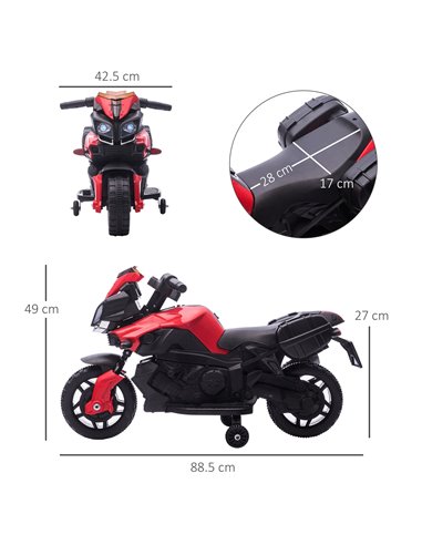 HOMCOM Kids Electric Pedal Motorcycle Ride-On Toy Battery Powered Rechargeable 6V Realistic Sounds 3 km/h Max Speed for Girls Bo