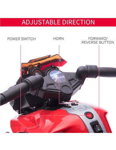 HOMCOM Kids Electric Pedal Motorcycle Ride-On Toy Battery Powered Rechargeable 6V Realistic Sounds 3 km/h Max Speed for Girls Bo