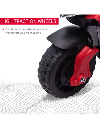 HOMCOM Kids Electric Pedal Motorcycle Ride-On Toy Battery Powered Rechargeable 6V Realistic Sounds 3 km/h Max Speed for Girls Bo