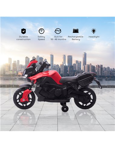 HOMCOM Kids Electric Pedal Motorcycle Ride-On Toy Battery Powered Rechargeable 6V Realistic Sounds 3 km/h Max Speed for Girls Bo