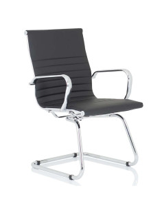 Nola Leather Cantilever Visitor Office Chair with Arms Black OP000224