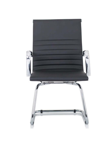 Nola Leather Cantilever Visitor Office Chair with Arms Black OP000224