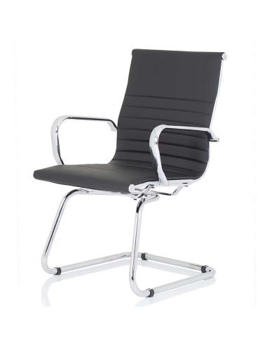Nola Leather Cantilever Visitor Office Chair with Arms Black OP000224