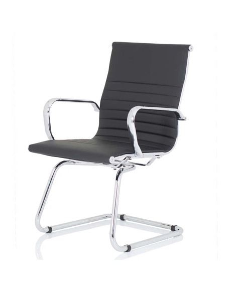 Nola Leather Cantilever Visitor Office Chair with Arms Black OP000224 - pic 51103 | FastDaddyshop