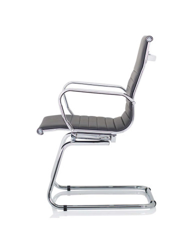 Nola Leather Cantilever Visitor Office Chair with Arms Black OP000224
