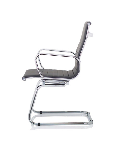 Nola Leather Cantilever Visitor Office Chair with Arms Black OP000224 - pic 51104 | FastDaddyshop