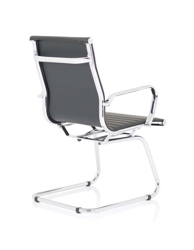 Nola Leather Cantilever Visitor Office Chair with Arms Black OP000224