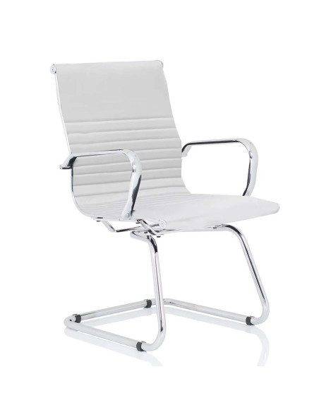 Nola Leather Cantilever Visitor Office Chair with Arms White OP000255 - pic 51111 | FastDaddyshop