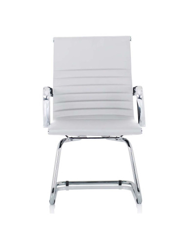 Nola Leather Cantilever Visitor Office Chair with Arms White OP000255